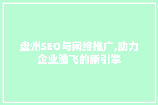 盘州SEO与网络推广,助力企业腾飞的新引擎