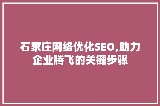 石家庄网络优化SEO,助力企业腾飞的关键步骤