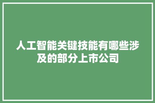 人工智能关键技能有哪些涉及的部分上市公司
