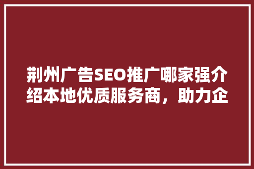 荆州广告SEO推广哪家强介绍本地优质服务商，助力企业腾飞！