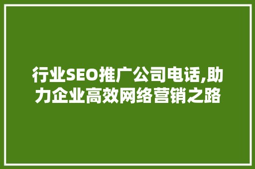行业SEO推广公司电话,助力企业高效网络营销之路