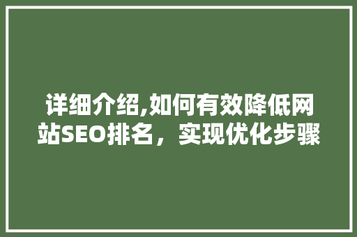 详细介绍,如何有效降低网站SEO排名，实现优化步骤的精准调整