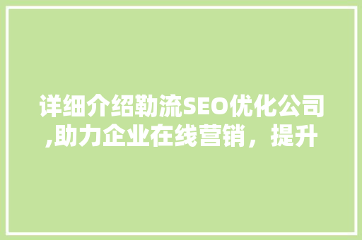 详细介绍勒流SEO优化公司,助力企业在线营销，提升品牌影响力