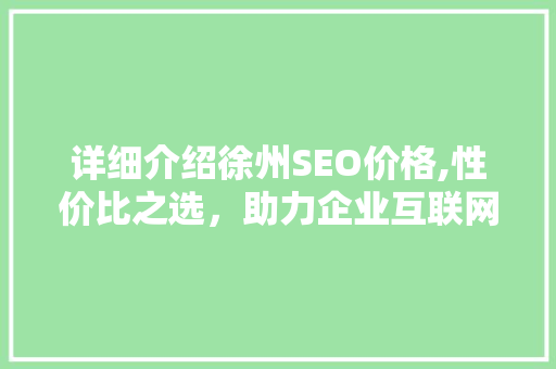 详细介绍徐州SEO价格,性价比之选，助力企业互联网营销