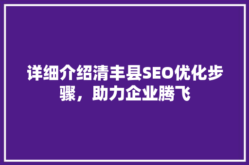 详细介绍清丰县SEO优化步骤，助力企业腾飞