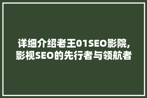详细介绍老王01SEO影院,影视SEO的先行者与领航者