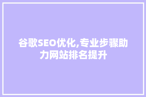 谷歌SEO优化,专业步骤助力网站排名提升