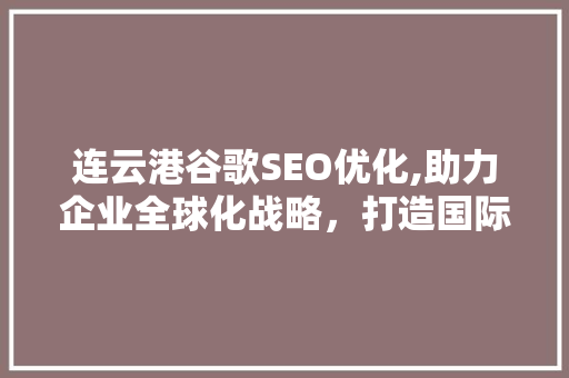 连云港谷歌SEO优化,助力企业全球化战略，打造国际品牌