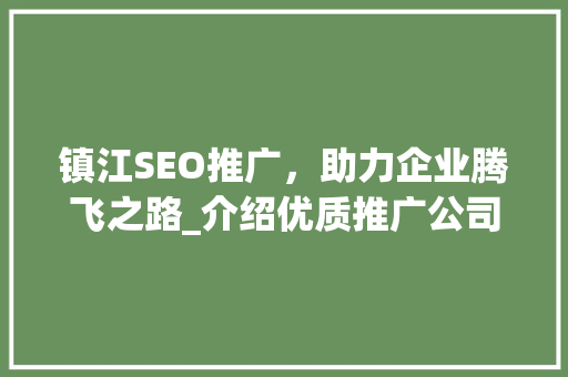 镇江SEO推广，助力企业腾飞之路_介绍优质推广公司选择指南