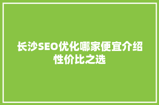 长沙SEO优化哪家便宜介绍性价比之选