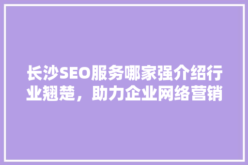 长沙SEO服务哪家强介绍行业翘楚，助力企业网络营销腾飞
