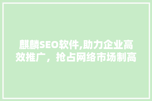 麒麟SEO软件,助力企业高效推广，抢占网络市场制高点