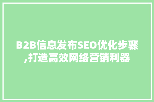 B2B信息发布SEO优化步骤,打造高效网络营销利器